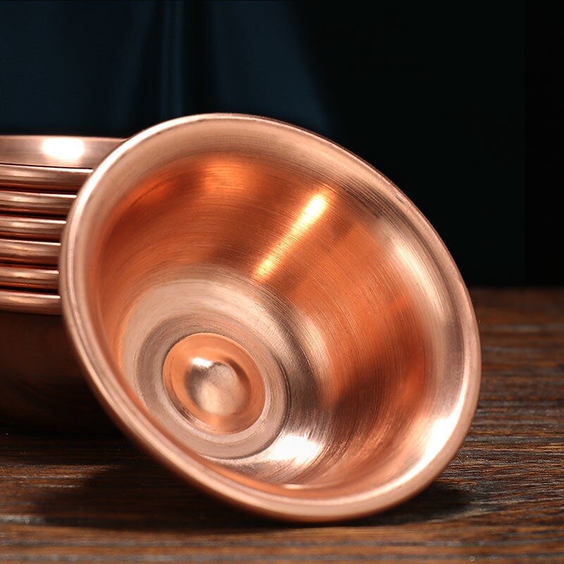 7pcs Pure Copper Drinking Bowl Pure Red Copper Auspicious Tibetan Holy Water Cup 50ml 100ml Buddhist Bowl Home's Decorative