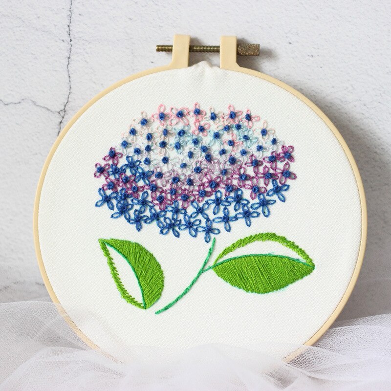 Single Flower Lucky Flower Embroidery Kit DIY Needlework Houseplant Pattern Needlecraft for Beginner Cross Stitch(Without Hoop): A