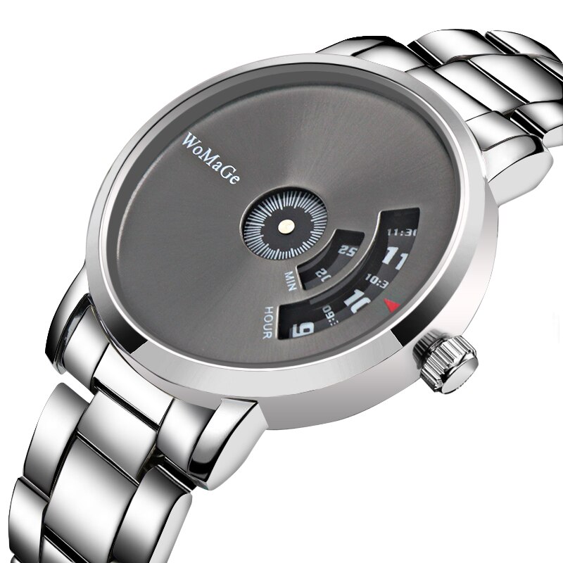 Heren Horloge Mode Koele Zwarte Rvs Sport Horloges Mannen Draaitafel Heren Horloges Klok Reloj hombre: silver black