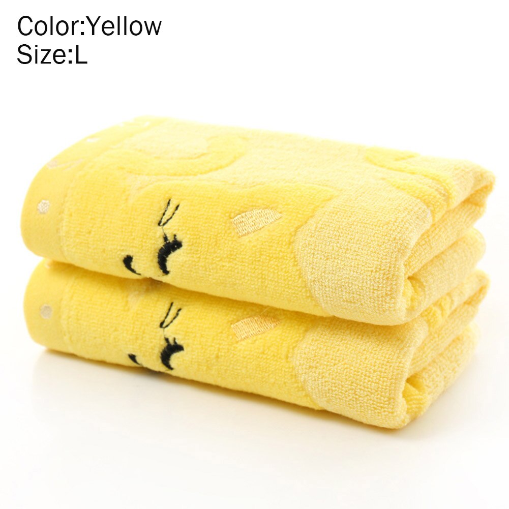 Cute Cat Towel Soft Bamboo Fiber Towel Strong Water Absorbing Home Bathing Shower Towels THIN889: yellow M