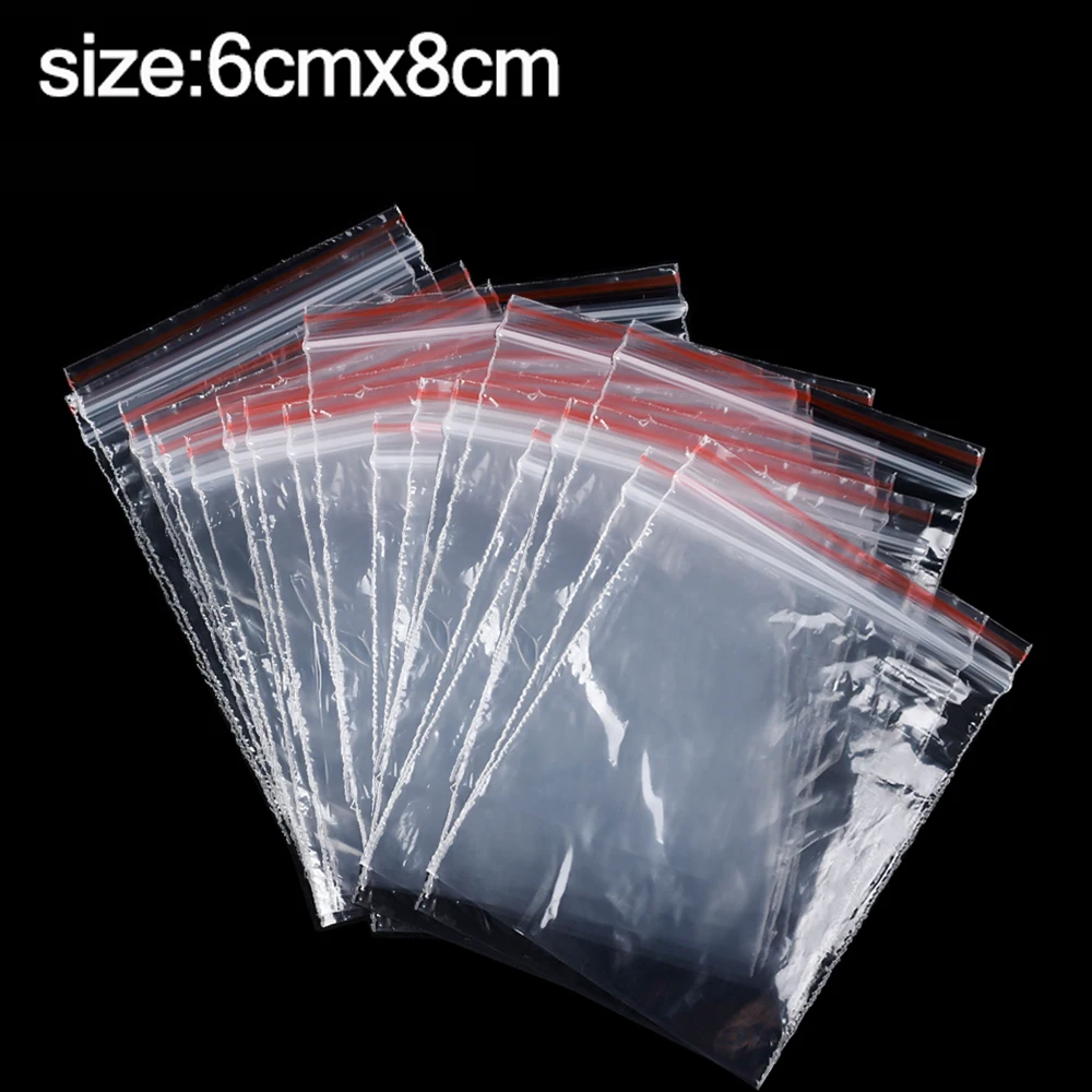 200/100Pcs Multi-Size Object Storage Bag Food Sealing Bag Resealable Transparent Plastic Bag Reclosable Vacuum Fresh Organizer: XL / light yellow
