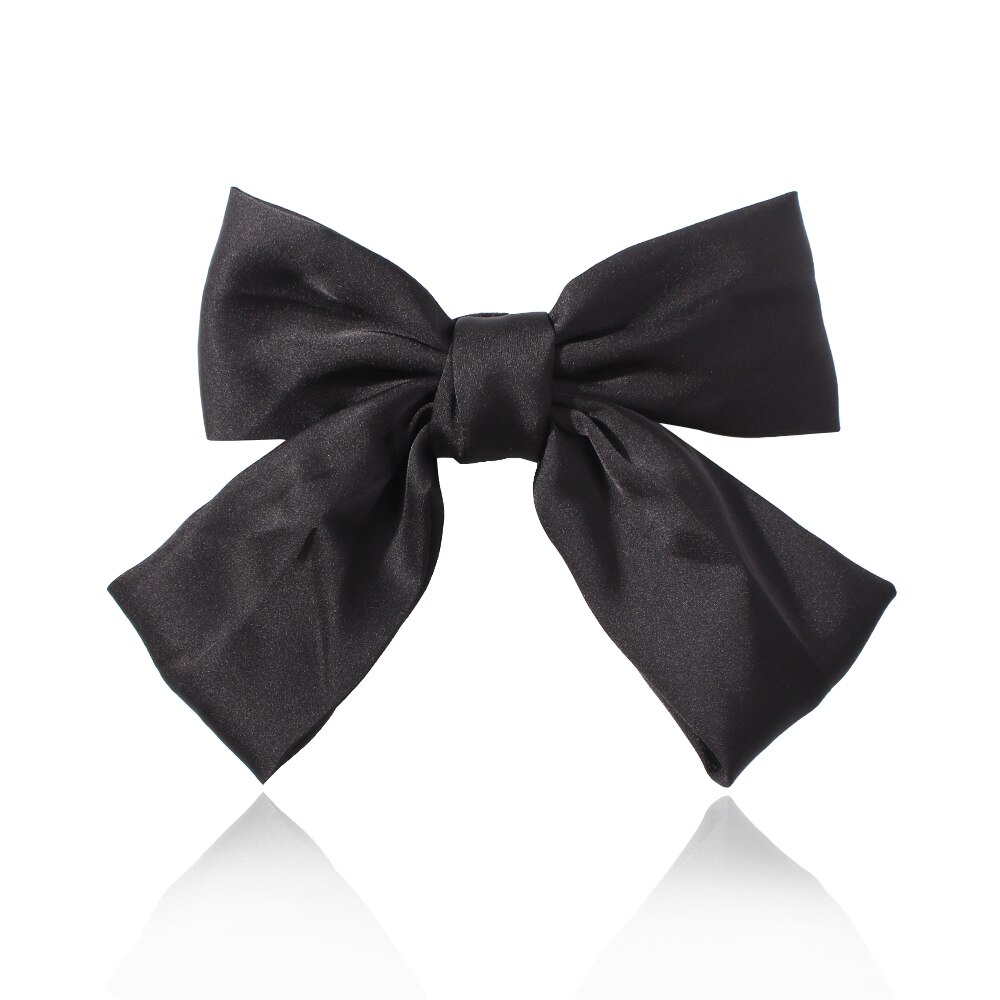 17 Colors Big Bow Clip Soft Stain Bowknot Barrettes Hairpins for Women Dot Flower Pattern Bow Ties Ponytail Hair Accessories: 3