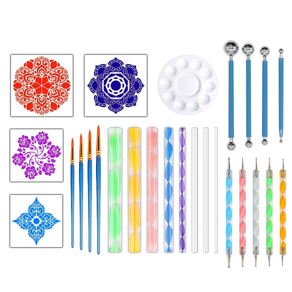 Pochoir pour peinture en argile, travail manuel, 36 pièces, stylo d'art Portable, poterie de gaufrage, Mandala multifonction, à faire soi-même, ensemble d'outils de marquage artisanal