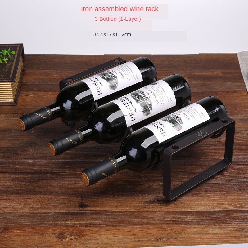 Wine Rack Wire Wine Display Rack Storage Bottles Rack Stand Home Accessory Holds 2/3/4 Bottles: 3 bottles