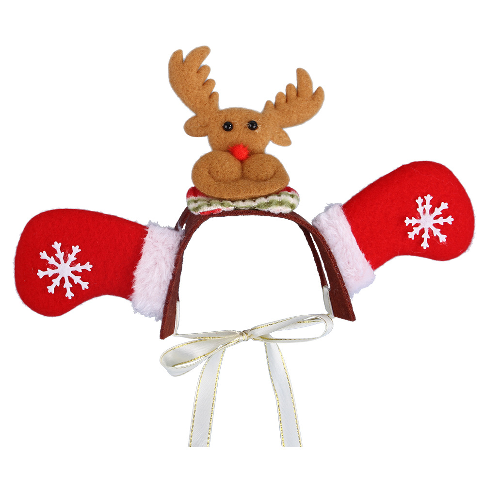 Robes pour animaux domestiques, couvre-chef pour noël et Halloween, Santa, accessoires de cosplay pour chiens et chats: Red elk / 16.5X6.5CM