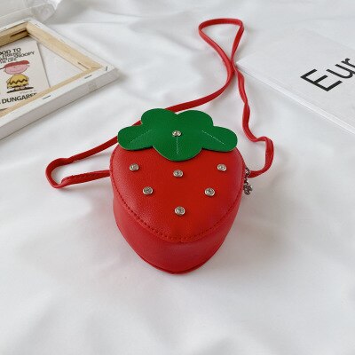 Lovely Little Girls Crossbody Purse Fruit Shaped Shoulder Bag Chic Coin Purse for Daily Use Children Bags Summer: Red