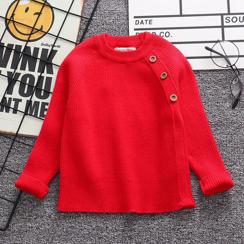 1-6 år efterår vinter baby børn drenge langærmet striktrøje baby børn drenge pullover sweatere børnetøj: Rød / 4t