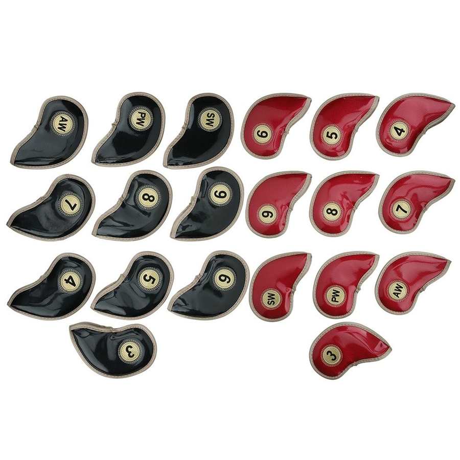 10 Pçs/set Tampa Da Cabeça de Ferro de Golfe de Alta Qualidade PU Caso Protetor Tampa Da Cabeça de Ferro de Golfe Clube Headcover Headcover Golfe Acessórios