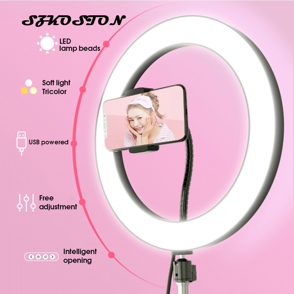 Dimmable HA CONDOTTO LA Luce Anello Photo Studio Luce Della Macchina Fotografica Fotografia luce Video per Youtube Trucco Selfie con il Treppiedi Del Supporto Del Telefono