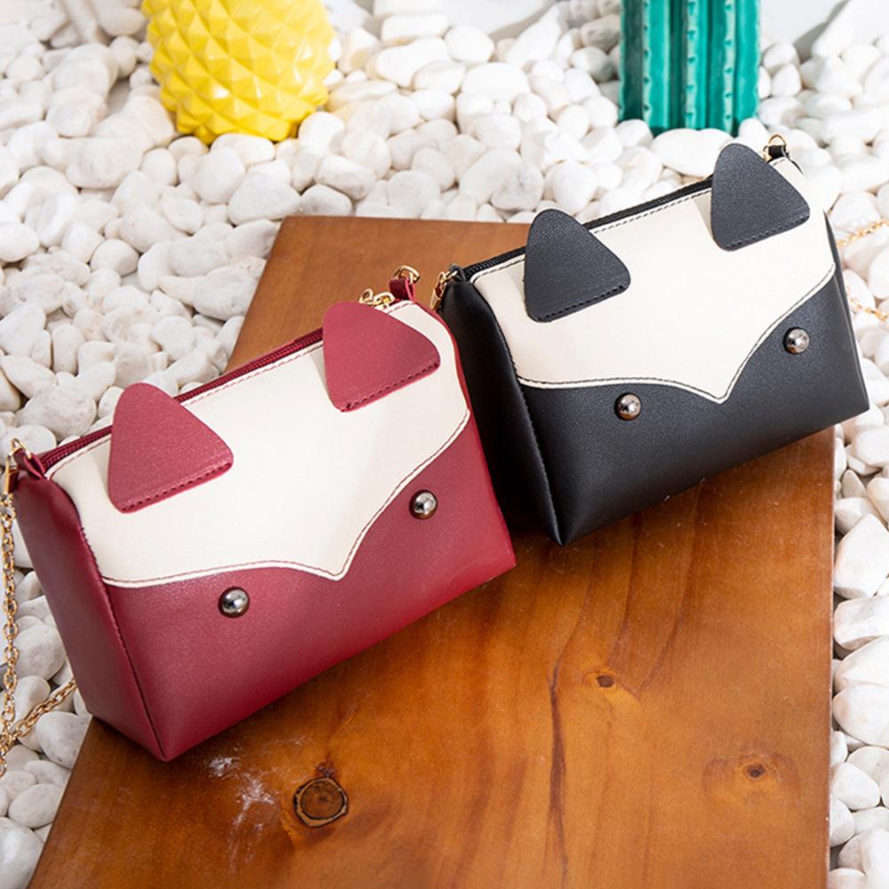 Damesmeisjes schattige cartoon patronen handtas kleine pu leren ketting riem crossbody schoudertas