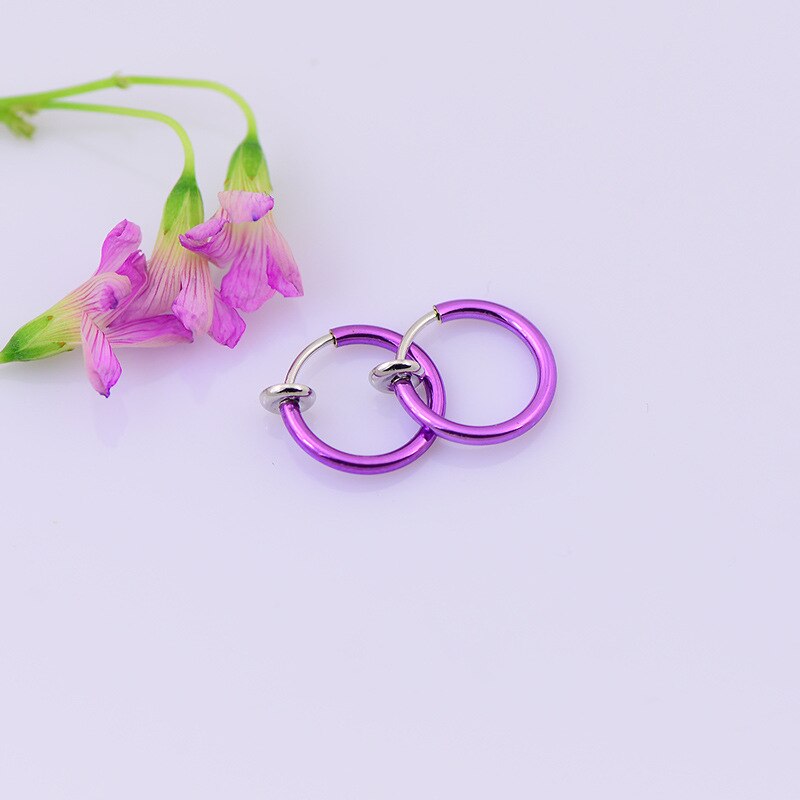 Einfache Punk Bar Lappen durchbohren Zunge Bauch Lippe Ring Knorpel Ohrringe Brincos Für Frauen ErkläSprosse Ohr Schmuck Nase Ringe: hell Violett