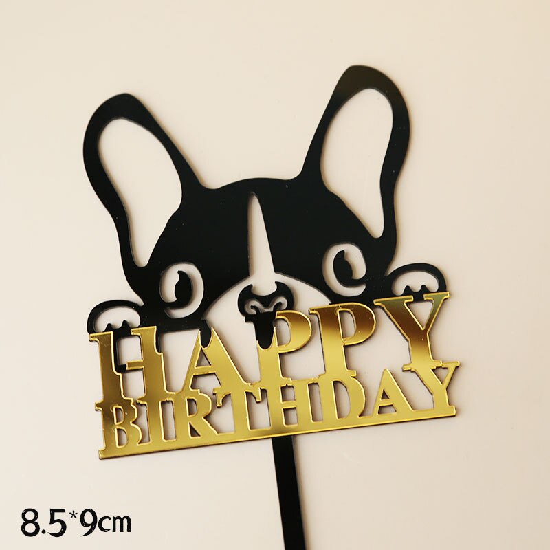 It's My Bark Day Bone Dog's Happy Birthday Acrylic Cake Topper for Dog Pet's Party Cake Decoration Baking Supplies Decor: 4 Acrylic