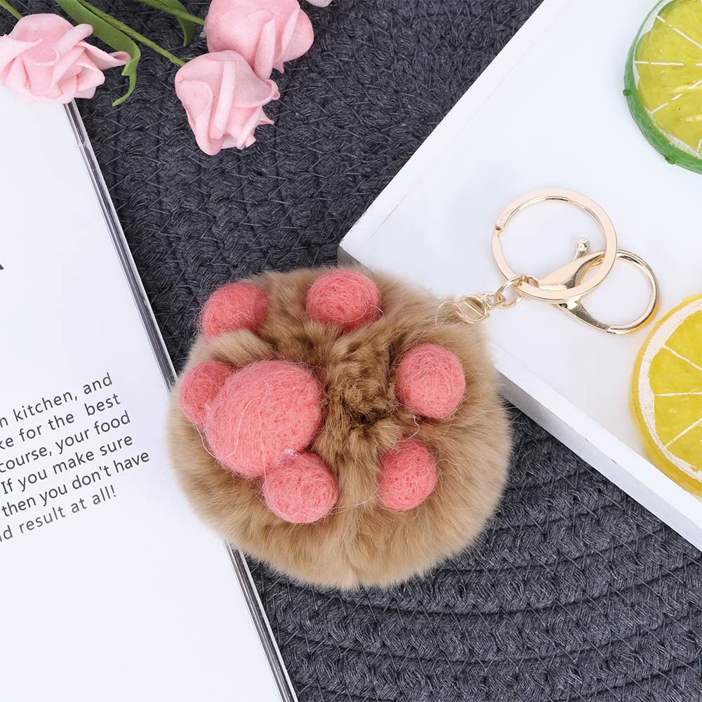 Katteklo pote nøglering fluffy pels pom pom vedhæng nøgleringe kvinde taske vedhæng pompon nøgleringe bil nøglering nipsting