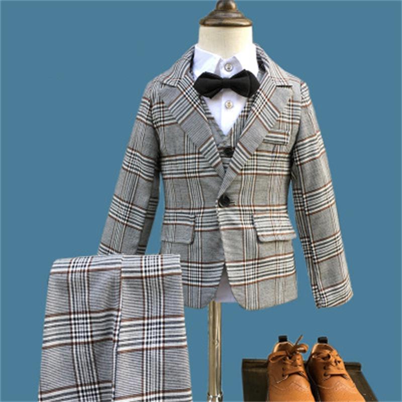 Ragazzi BlackBlazer 3 pz/set Abiti Da Sposa per Boy Formal Dress Suit Ragazzi abito da sposa Kid Smoking Page boy Outfit 3 pezzi