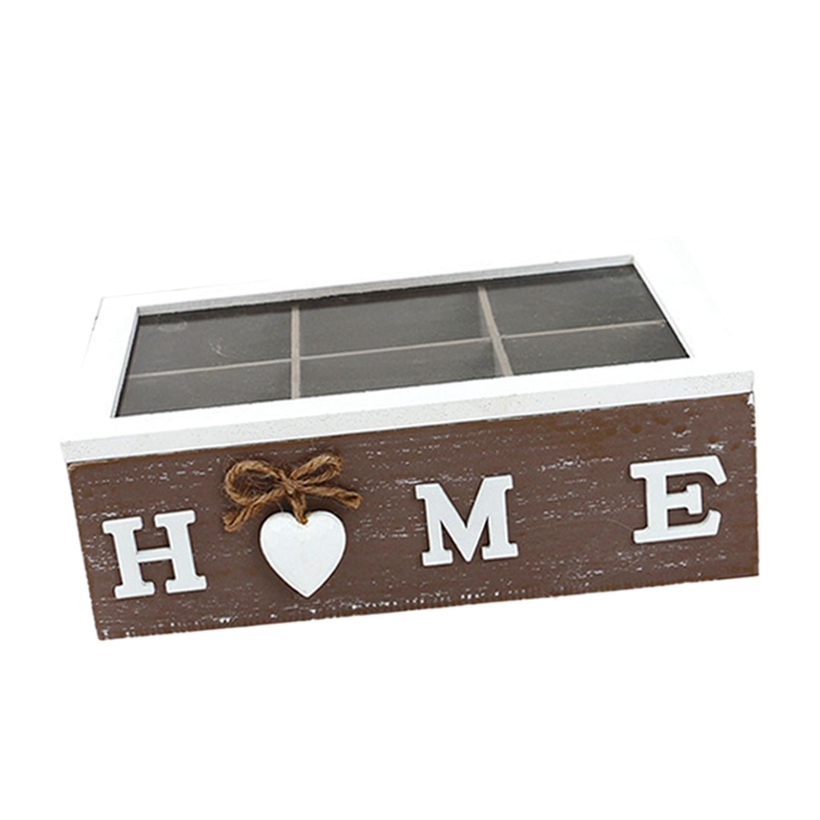 Wooden Tea Box with Lid Tea Bag Holder Organizer for Assorted Teas and Condiments