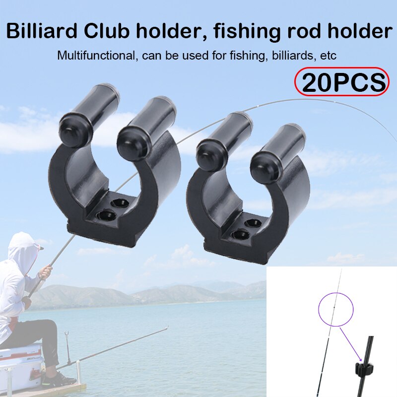 20pcs Plastic Black Fishing Rod Billiard Rod Clip Billiard Cue Clips Fishing Rod Clamp Fishing Rod Clamp Pipe Fixing Bracket