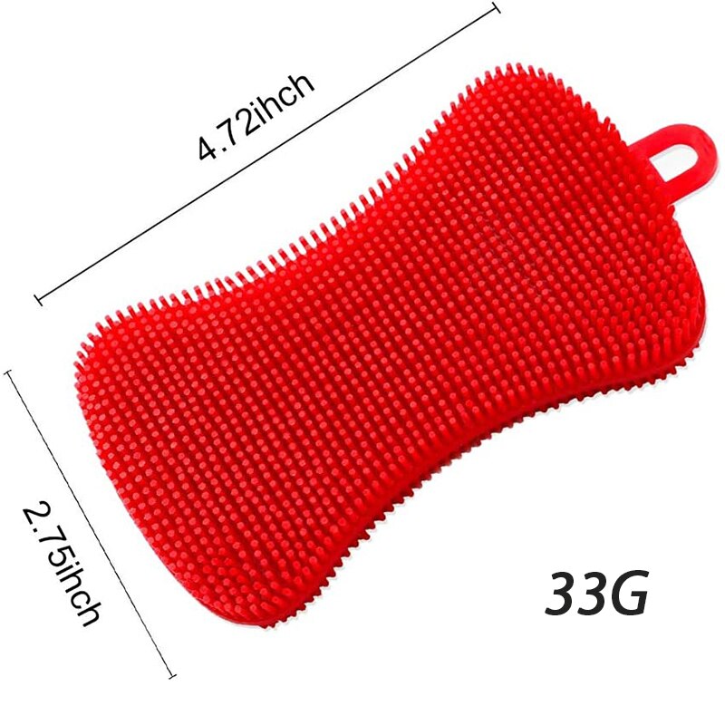 3PCS Silicone Dish Washing Brush Pot Pan Sponge Scrubber Silicone Scouring Pad Fruit Pot Pan Wash Brushes Kitchen Cleaning Tool