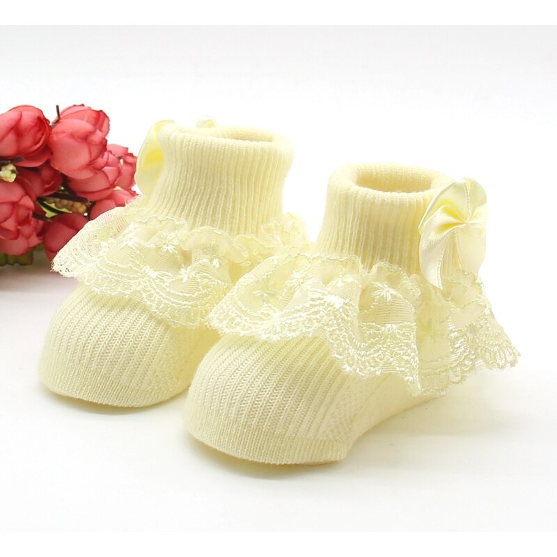 Nyfødte baby piger sokker bomuld blonder baby sokker til piger spædbarn solid prinsesse stil baby piger tøj tilbehør: Y