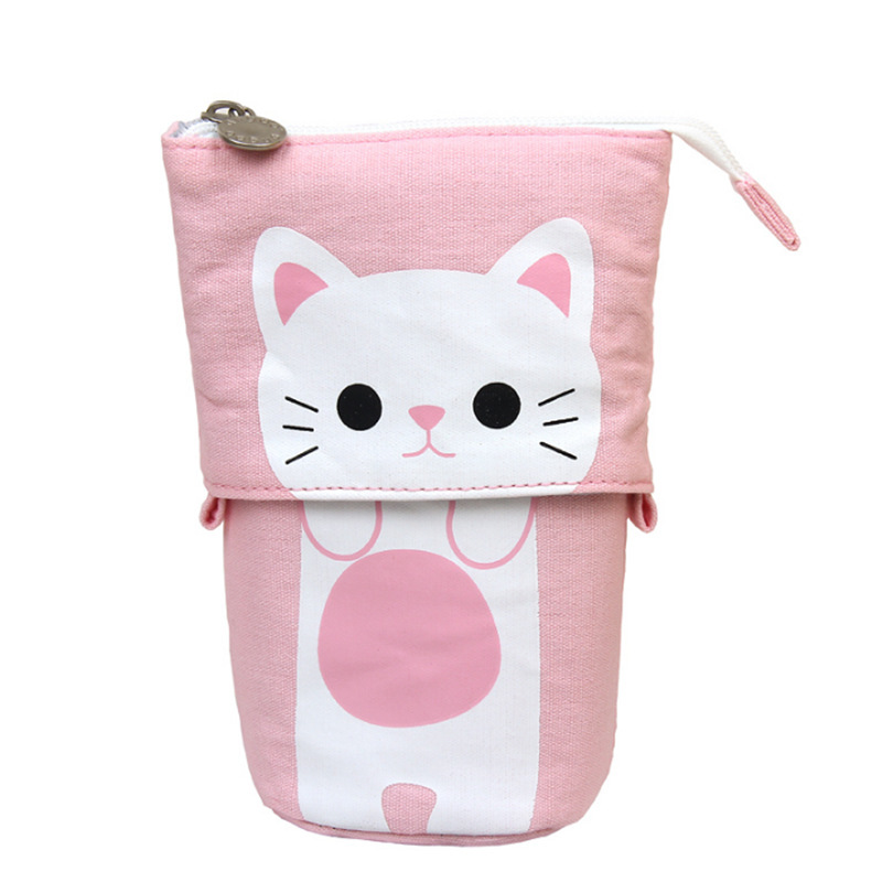 Estuche para lápices, portalápices de puntos, tela de lona, material escolar estacionario coreano, organizador de regla para niños, bolsa de , caja de pie para transformador: Lavanda