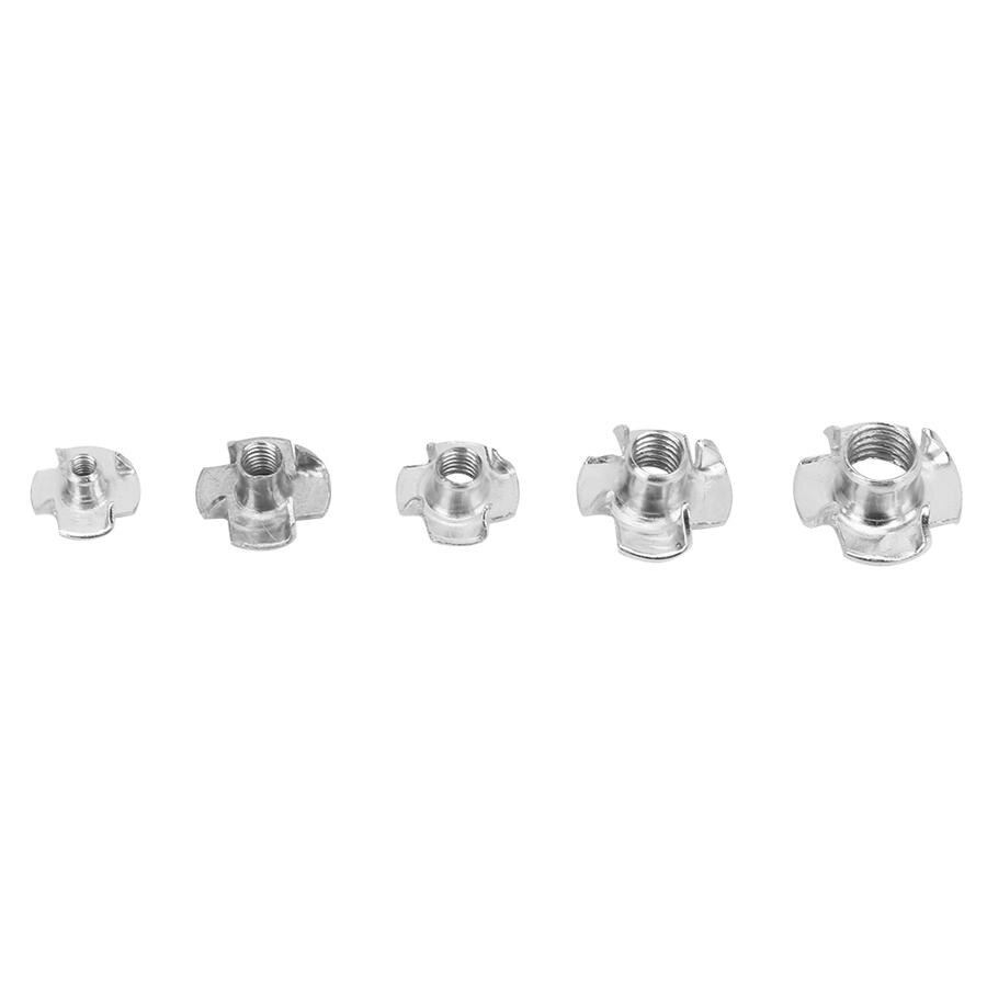 80Pcs Carbon Steel T Nuts Four-Pronged Speaker Nut Assortment Kits For Woodworking Furniture Fastener M3/M4/M5/M6/M8 Tee Nuts