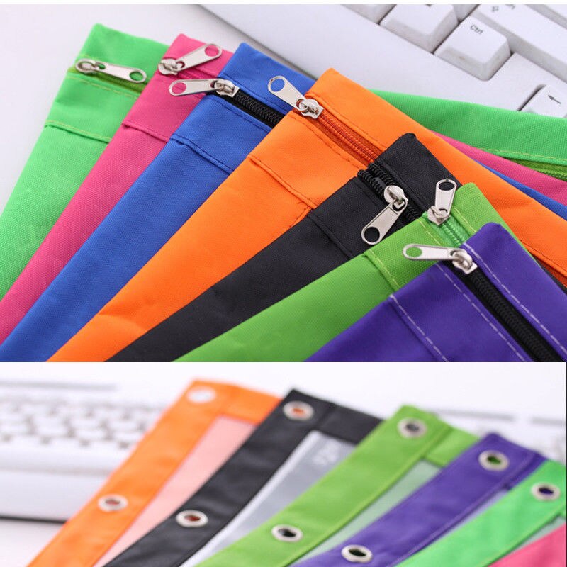 1PC Zippered Ring Binder Document Folder Stationery Pouch 3 Holes Ring File Cabinet School Office Supplies Storage File Folder