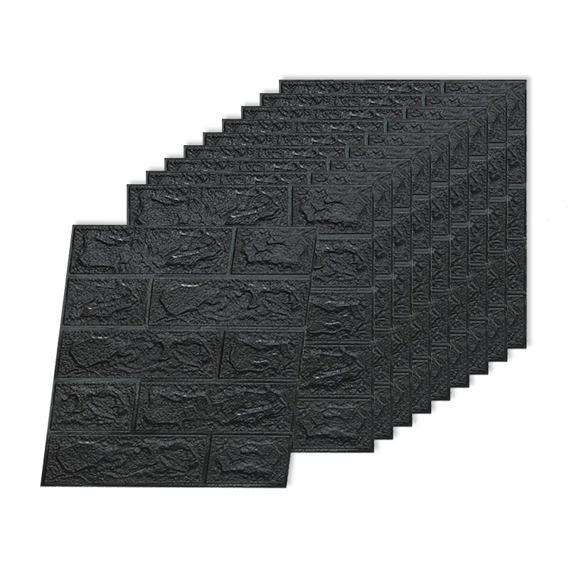 3D driedimensionale muurstickers zelfklevend behang anti-collision decoratieve stickers 10st: Black