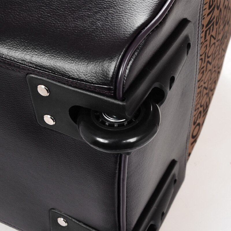 Women 16 inch Travel Suitcase PU leather Luggage bag rolling box