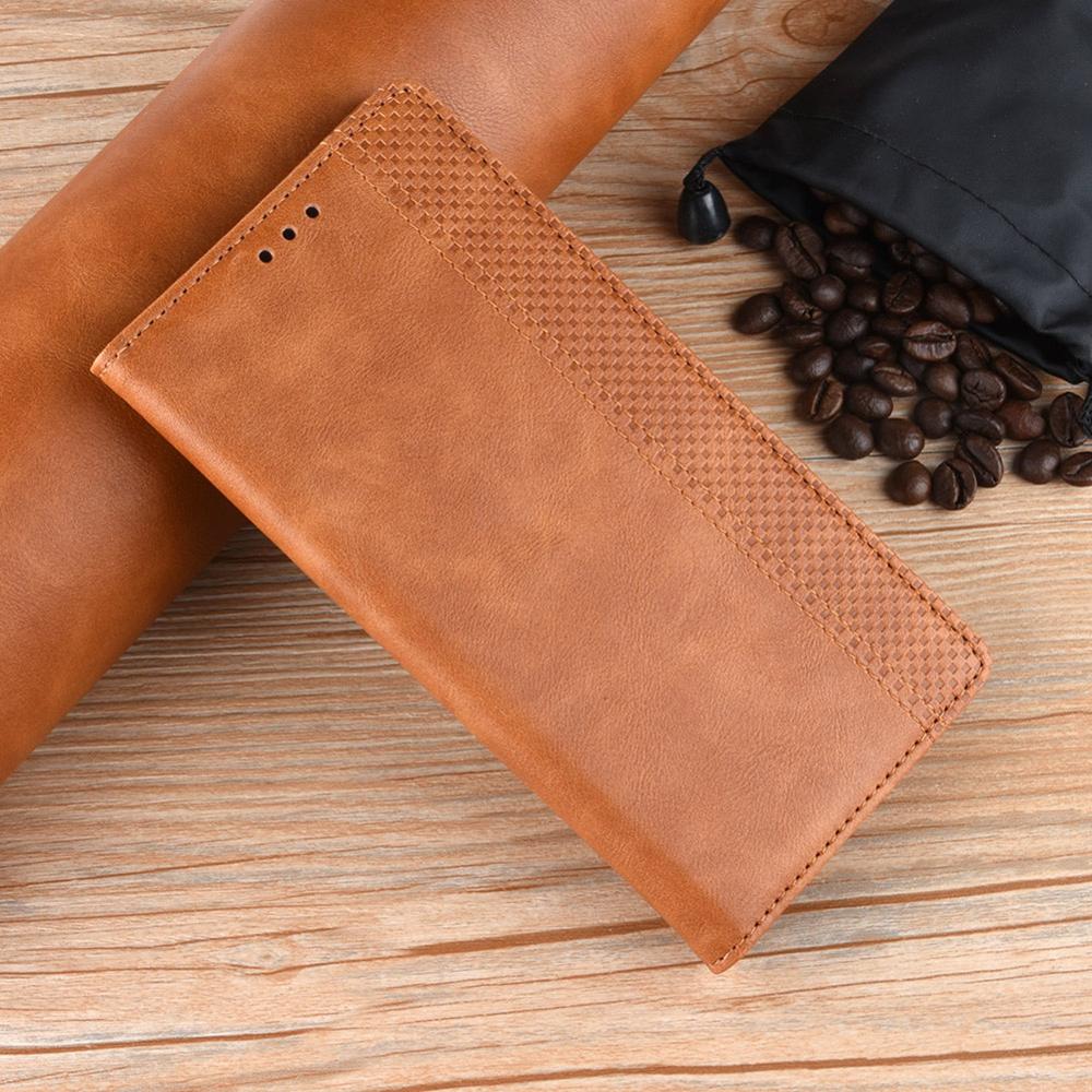 Flip Retro Leather Case For Tecno Camon 12 Case Luxury Magnetic Vintage Book Cover For Tecno Camon 12 Protective Phone Cases: Brown