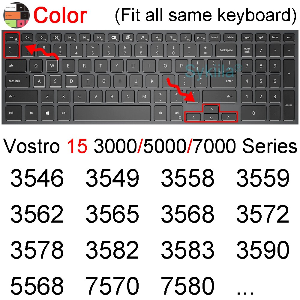 Klawiatura pokrywa dla Dell Vostro 15 5000 7000 3000 serii 5510 5515 7510 ochraniacz skóry film krzemu jasne czarny Obudowa 2021 2020: kolor 2015-2020