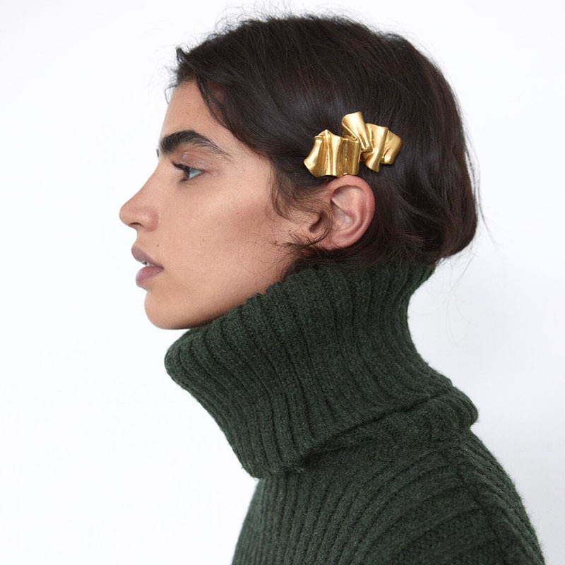 ZA-horquilla de Metal con estilo Irregular para mujer, horquillas de Metal para el pelo para niña, accesorios, joyería, ,