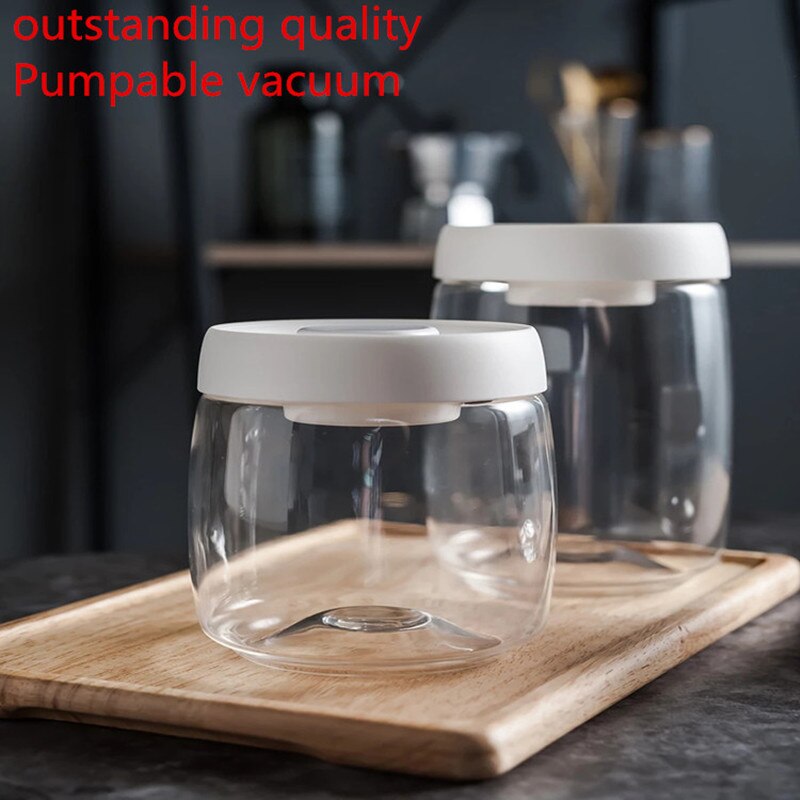 Vacuum storage bottle sealed glass bottle coffee storage jar food container storage tank kitchen storage tank transparent