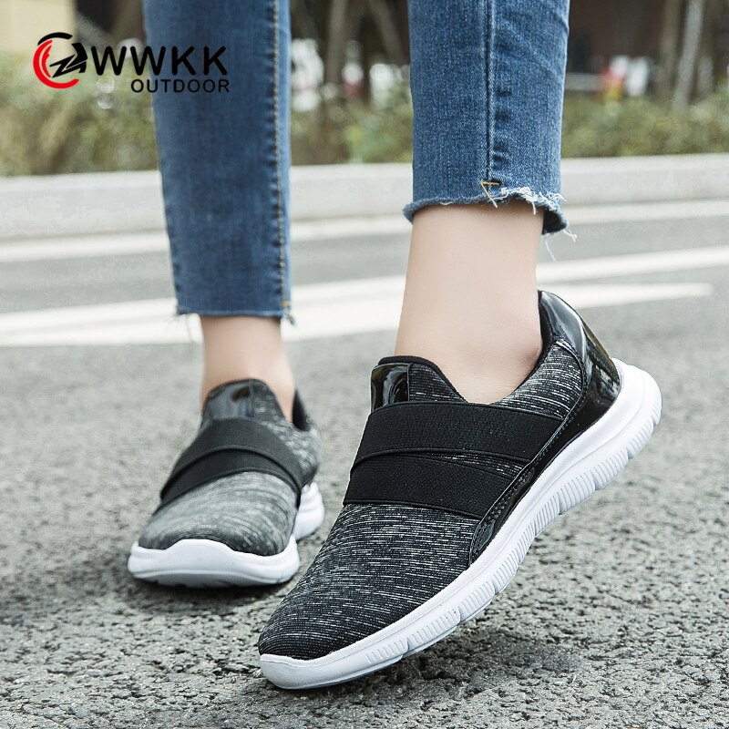 WWKK Shoes Woman Sneakers Autumn Walking Female Moccasins Non-slip Sport Slip On Large Size Ladies Sneakers For Women Shoes