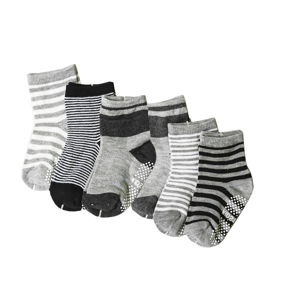 12cm Baby Socks Assorted Non Skid Ankle Cotton Socks Baby Toddler Anti Slip Stripes Star Socks 0-3 Years Random Color: Default Title