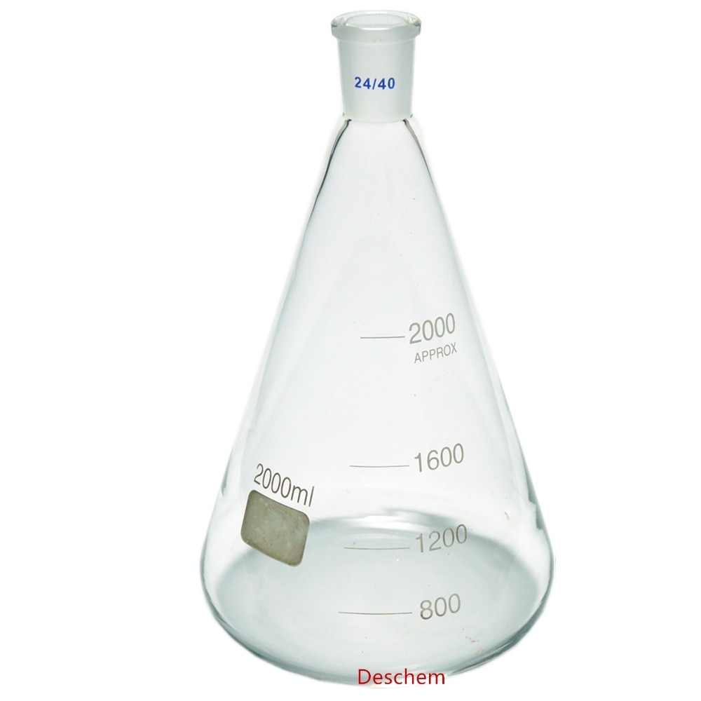 2000 ml, 24/40, matraz de vidrio, 2 litros, frascos cónicos, cristalería de laboratorio