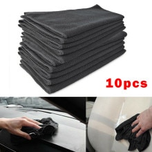 Chiffon de nettoyage de voiture en microfibre, 10 pièces, noir, sec, économique, domestique