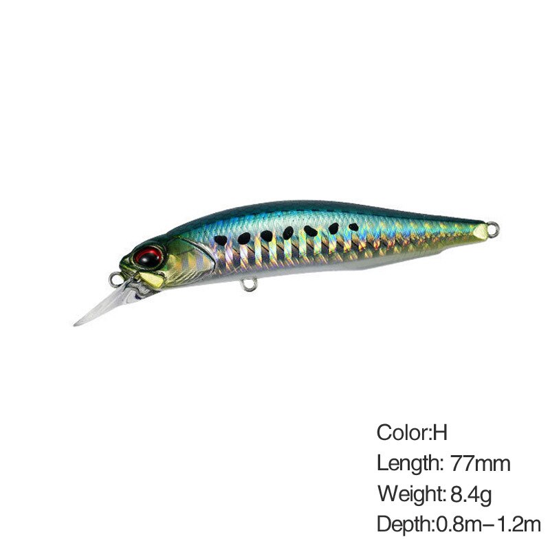 Minnow lokke haard agn kunstige woblere fiskeri lokker suspenderende krank wolfram vægt system wobler model krank agn: H