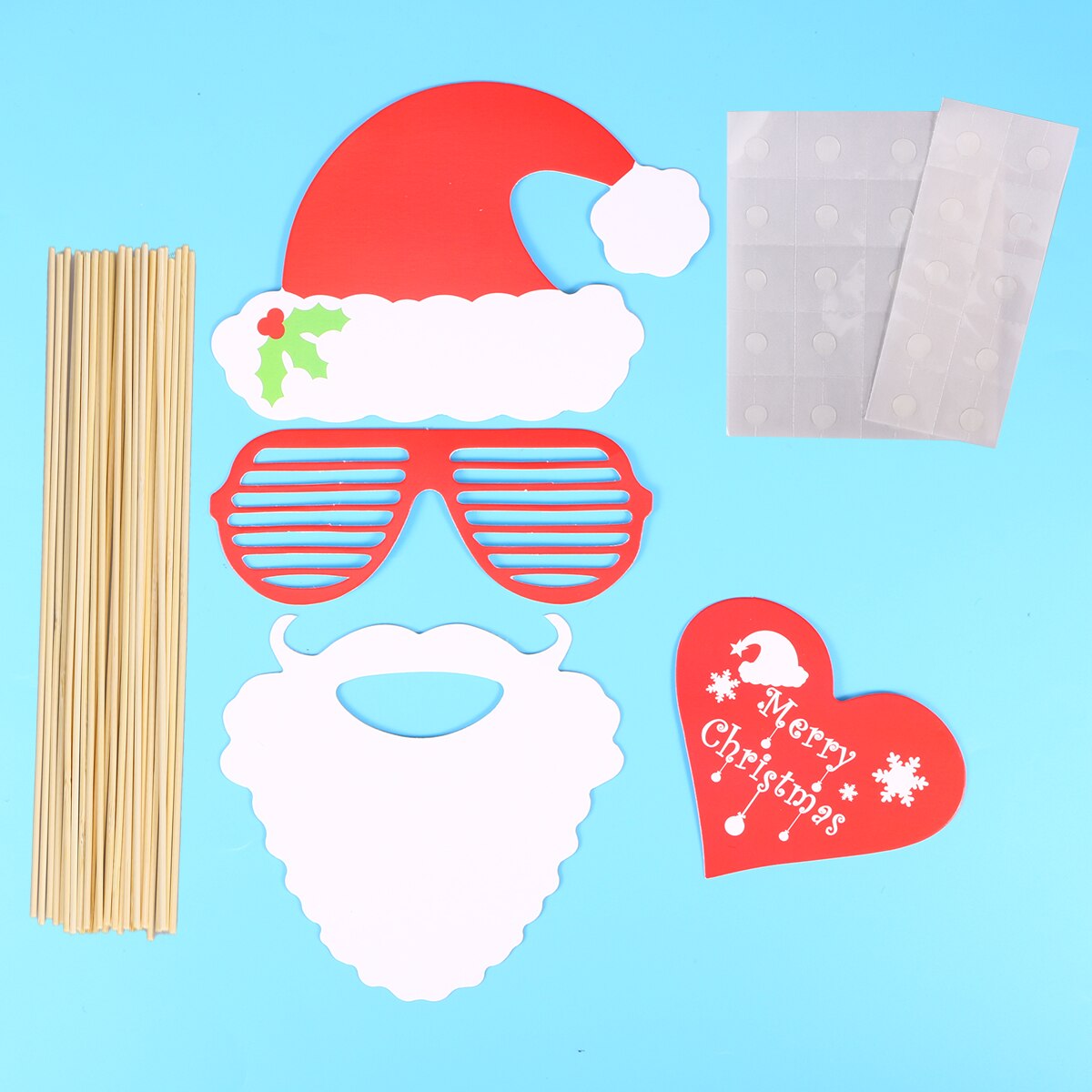 28 Pcs Christmas Party Photo Booth Props Posing Props Christmas Trees Hats Glasses Mustache Kit for Party Decoration