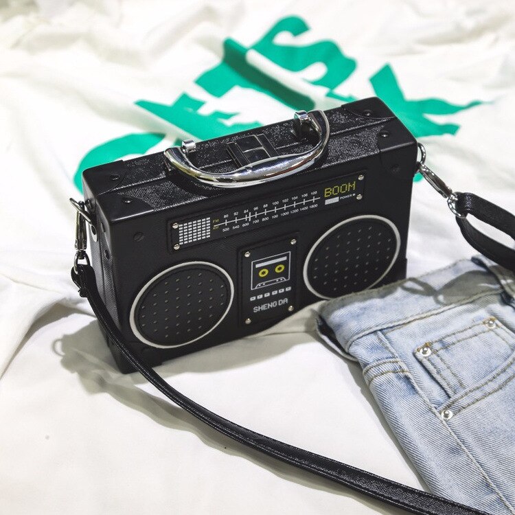 Persoonlijkheid Retro Radio Vorm Tas Dames Leuke Handtas Schoudertas Messenger Bag Rock Crossbody Tas