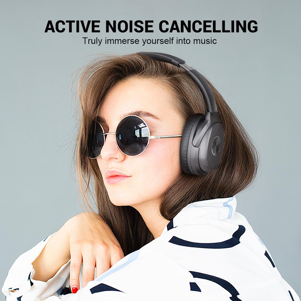 EKSA E5 Bluetooth 5.0 Headphones Active Noise Cancelling headphone 920mAH Wireless Headset With Mic For Phones Foldable Over-Ear