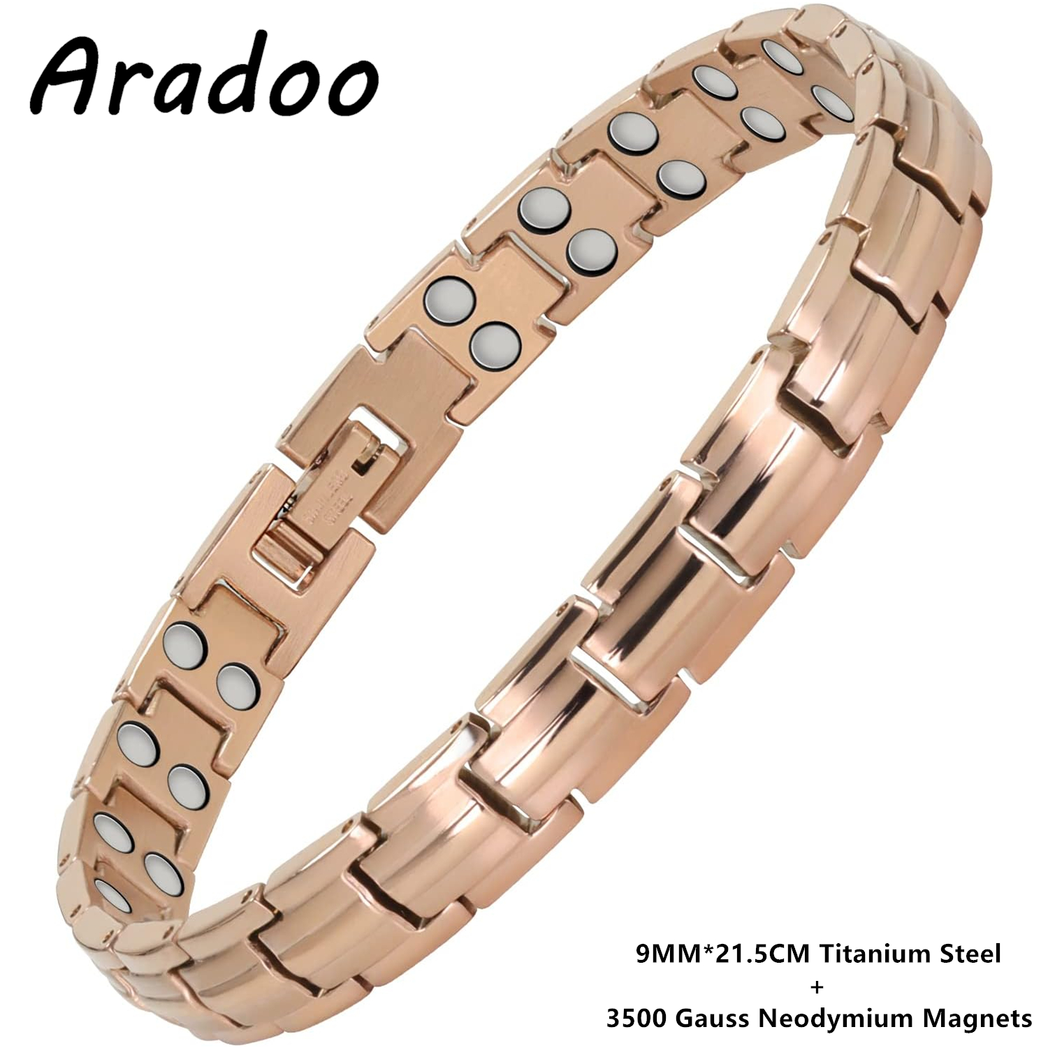 ARADOO Preumium Zuiver Koper Armband voor Mannen Vrouwen Dubbele Rij Magnetische Therapie Polsband Sieraden: Donkergroen