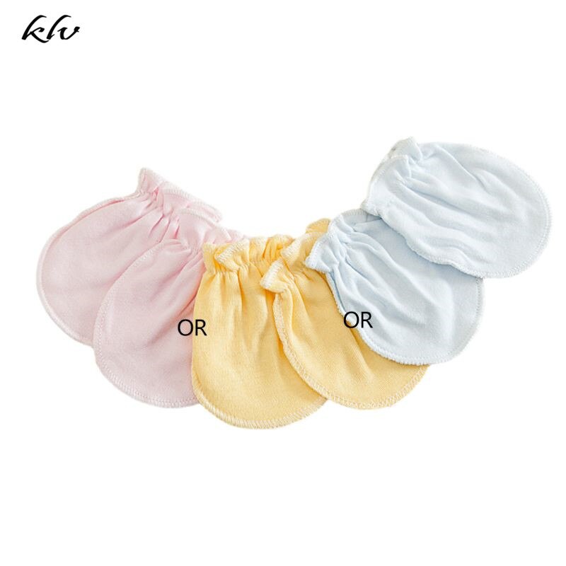 3 pares Unisex mitones de bebé sin arañazos Anti acaparamiento manos guantes suave algodón cómodo colores sólidos Protector facial infantil