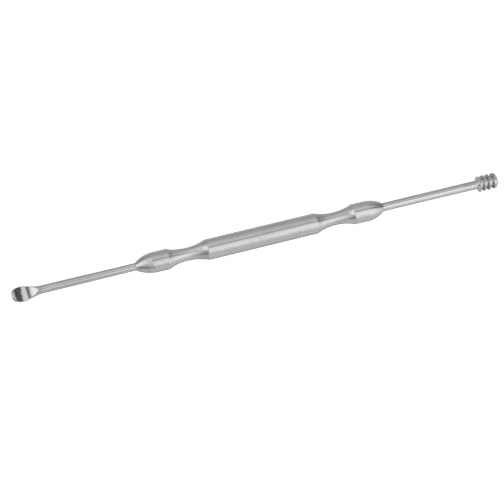 Limpiador de oreja de acero inoxidable, herramienta de palo de limpieza de doble extremo, eliminación de cera de oreja plateada