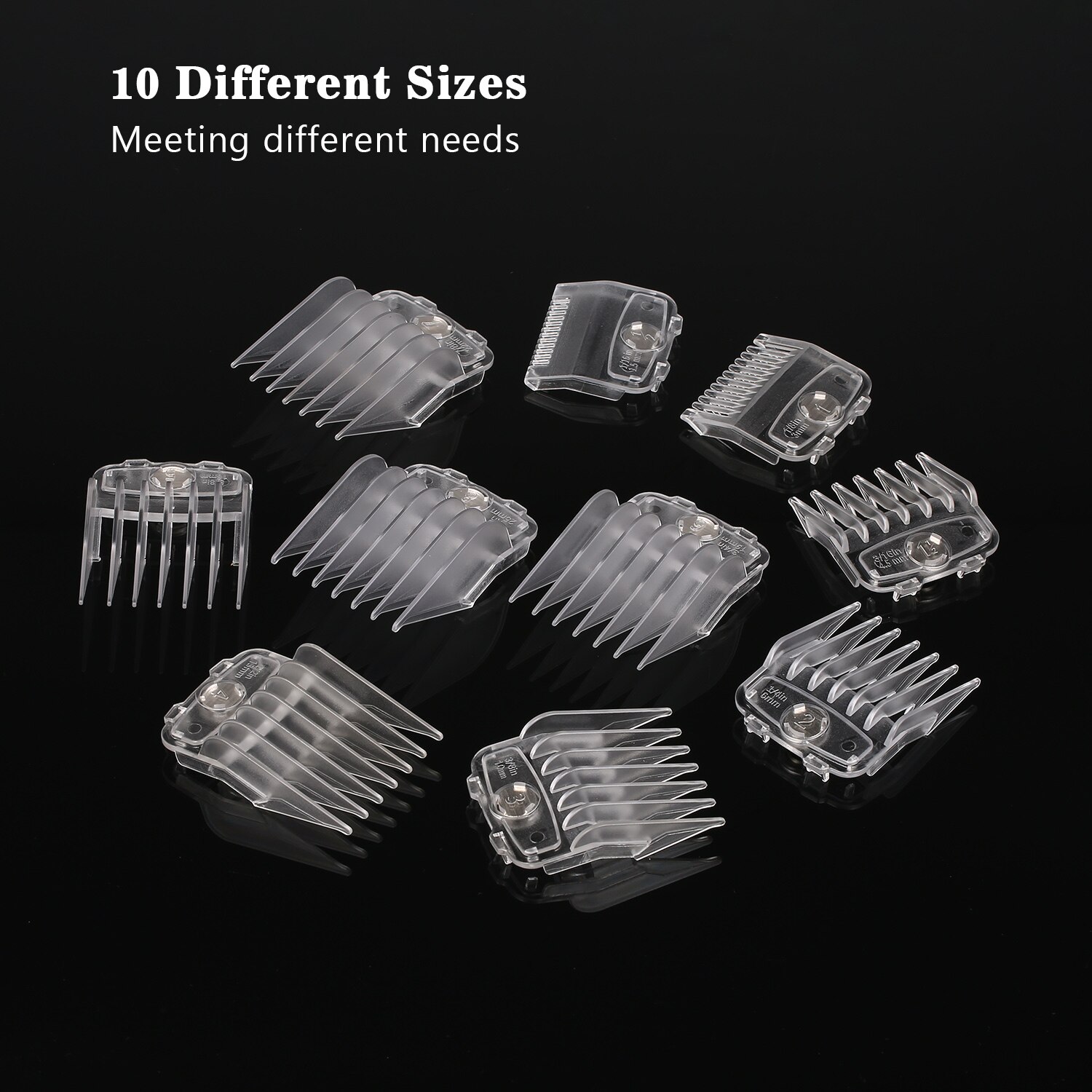 10 stuks tondeuse kammen gids kit magnetische transparante plastic tondeuse opzetstukken kapsalon gereedschap