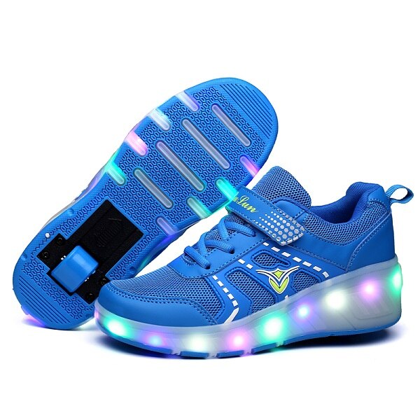 Kinderen Roller Skate Schoenen Roze Blauw Jongens Meisjes Led Licht Sneakers Met Wiel Jongen Meisje Casual Schoen Zapatillas Ruedas: Blauw / 1