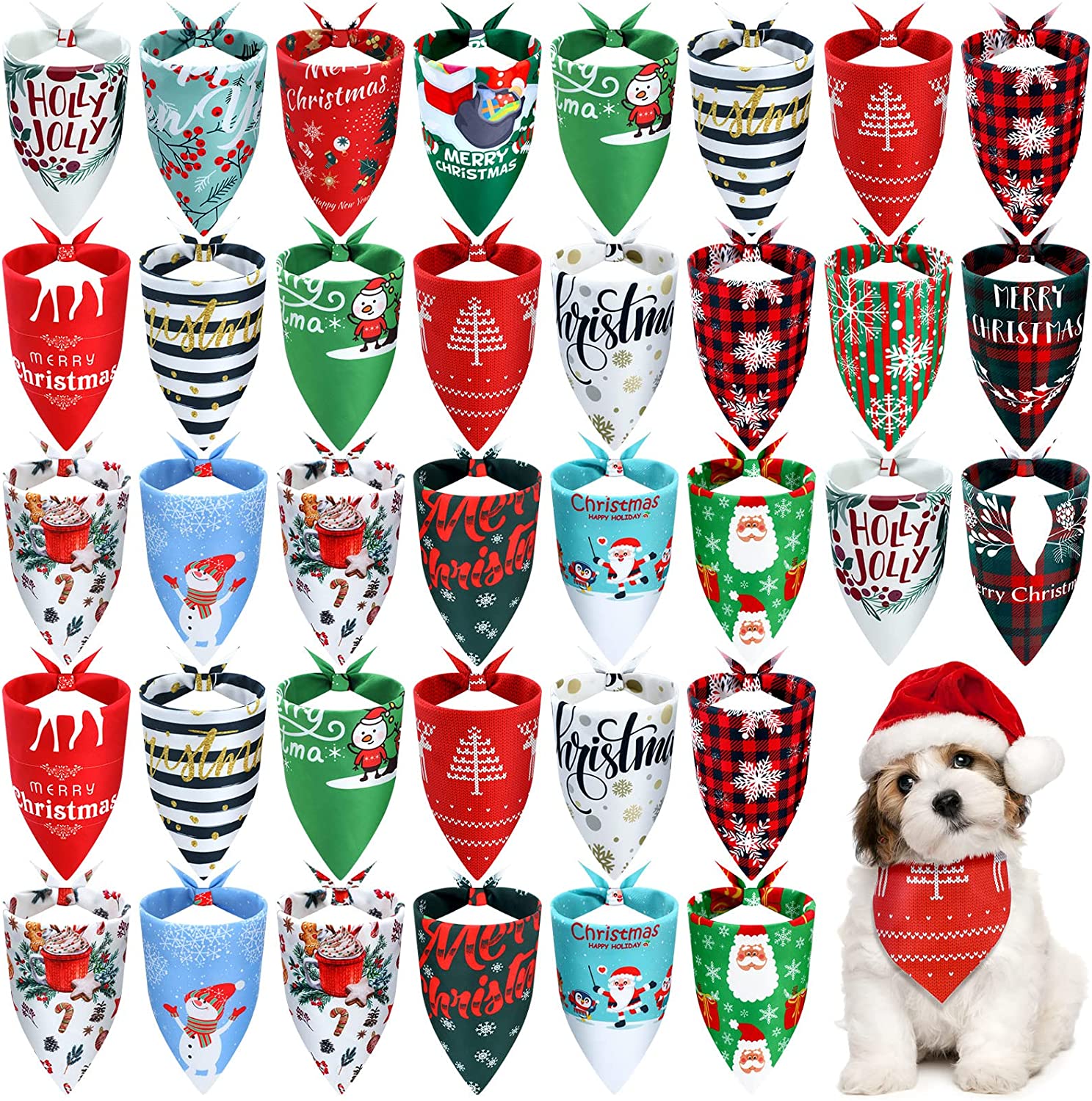 20 paquetes de pañuelos navideños para perros, bufandas triangulares para perros, Baberos para perros de Acción de Gracias y Halloween, pañuelos para accesorios para perros: Multicolor