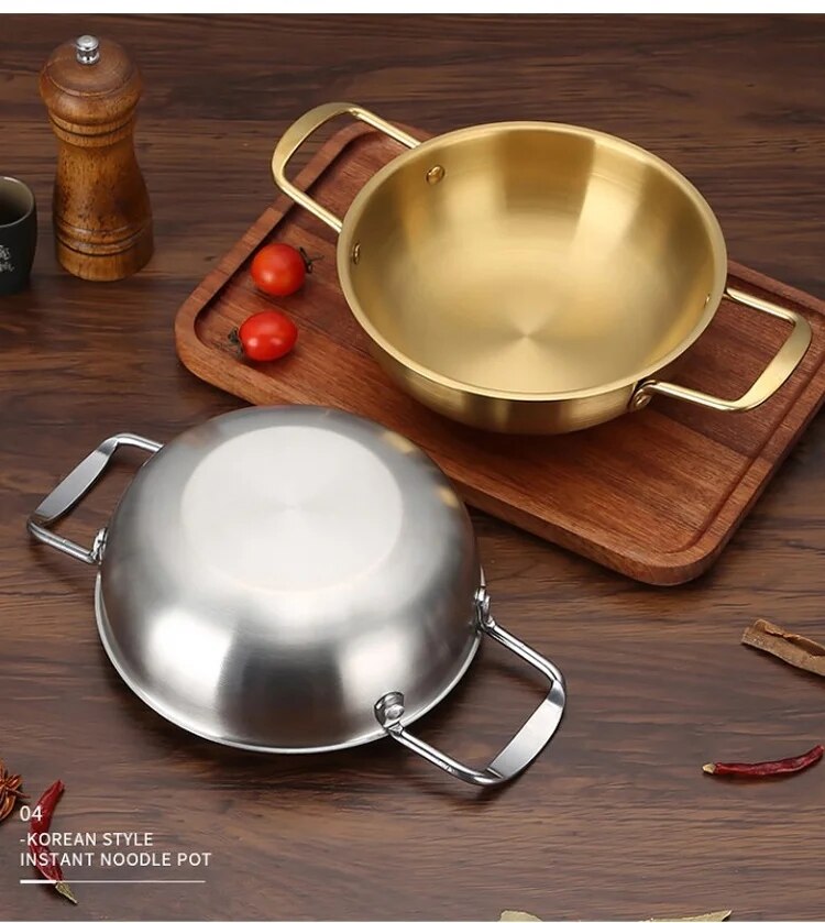 Olla de Ramen de acero inoxidable coreana, olla de mariscos, estufa de cangrejo dorado, olla seca, Mini olla portátil, herramienta de cocina, utensilios de cocina