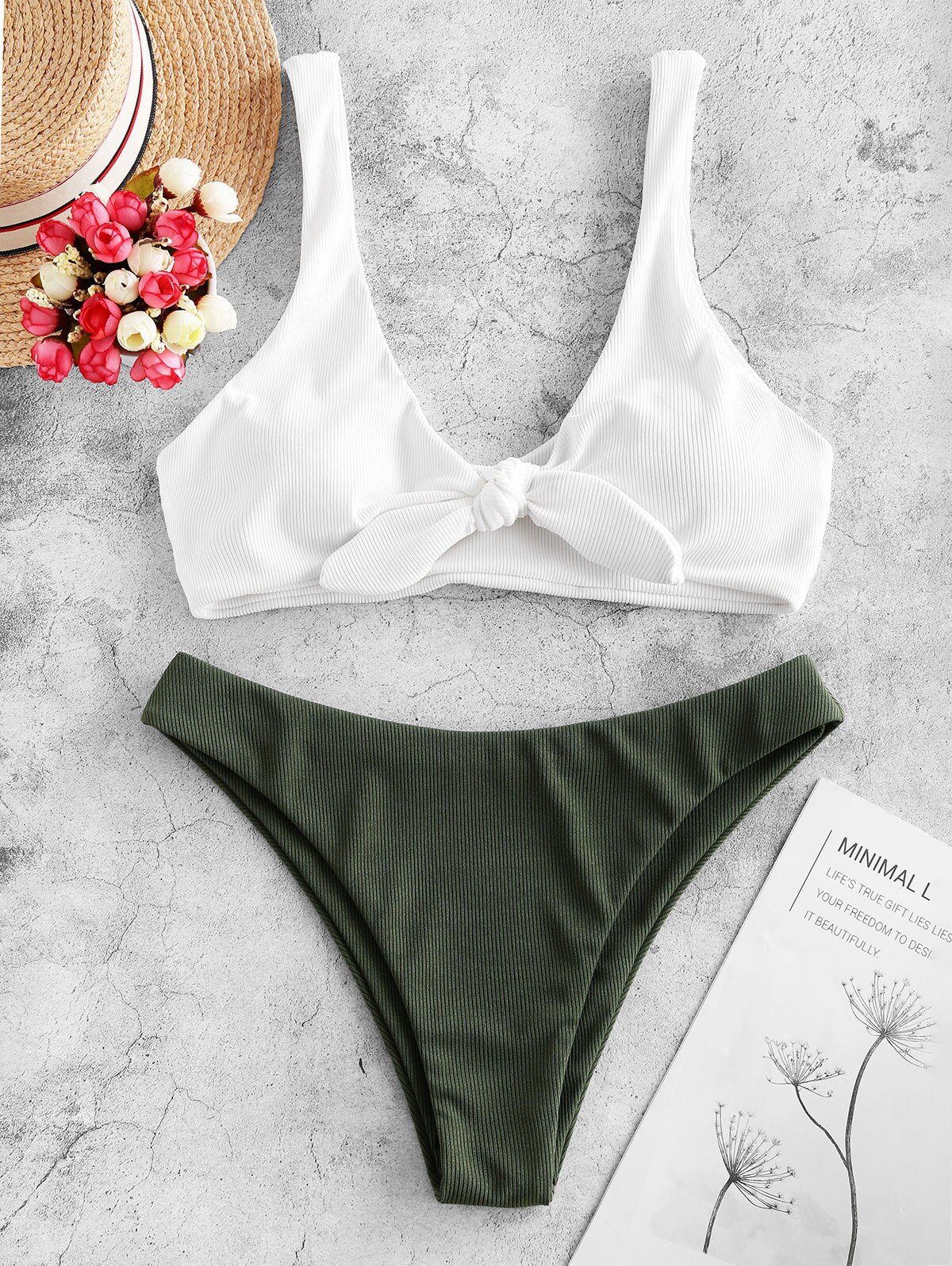 ZAFUL-Bikini con relleno frontal para mujer, traje de baño con cuello redondo sin aros, bañador deportivo acolchado extraíble