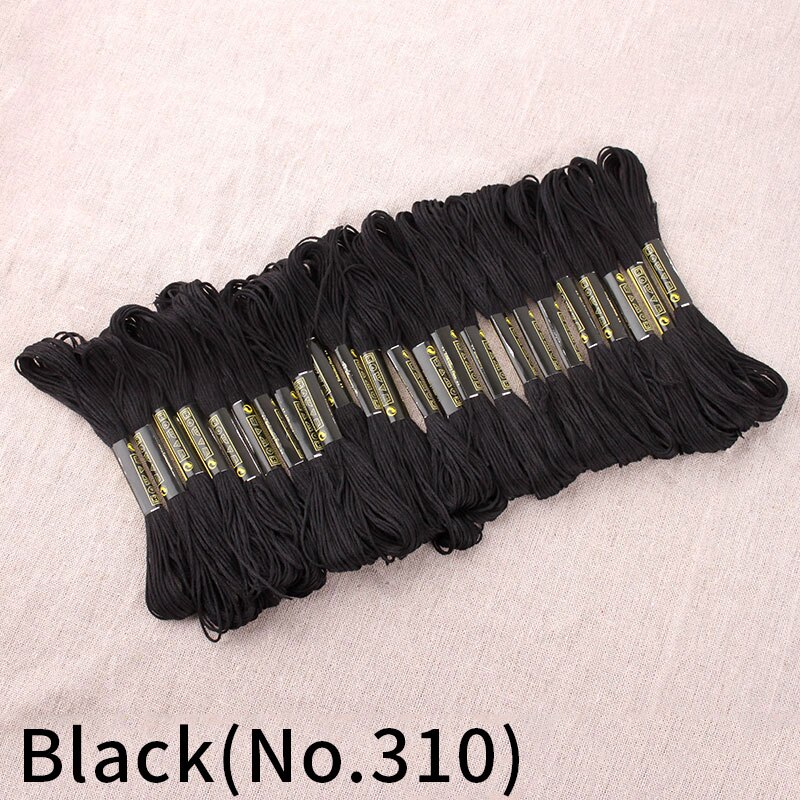 24 skeins white black red golden cross stitch embroidery cotton Strings thread line Crafts Friendship Bracelet lappet threads: Black(No.310)