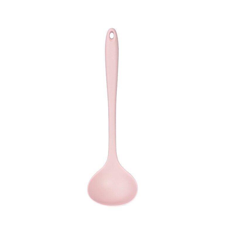 Silicone Kitchen Utensils Colander Spatula Non-stick Soup Spoon Cooking Tools Spatula Kitchenware Cooking Shovel Tableware: pink-soup ladle