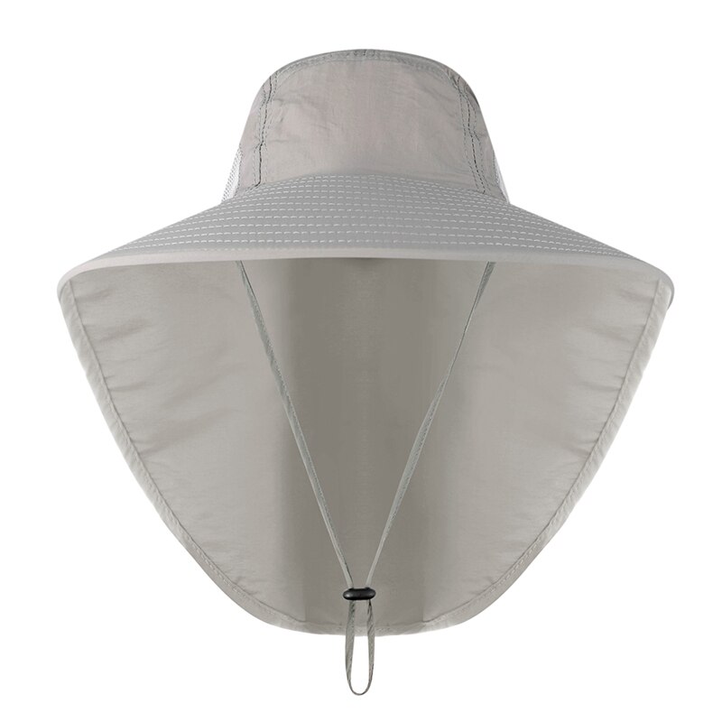 Udendørs fiskeklappe hætte bred brede solskærm foldbart mesh svedbånd halsdæksel spand hat camping cap